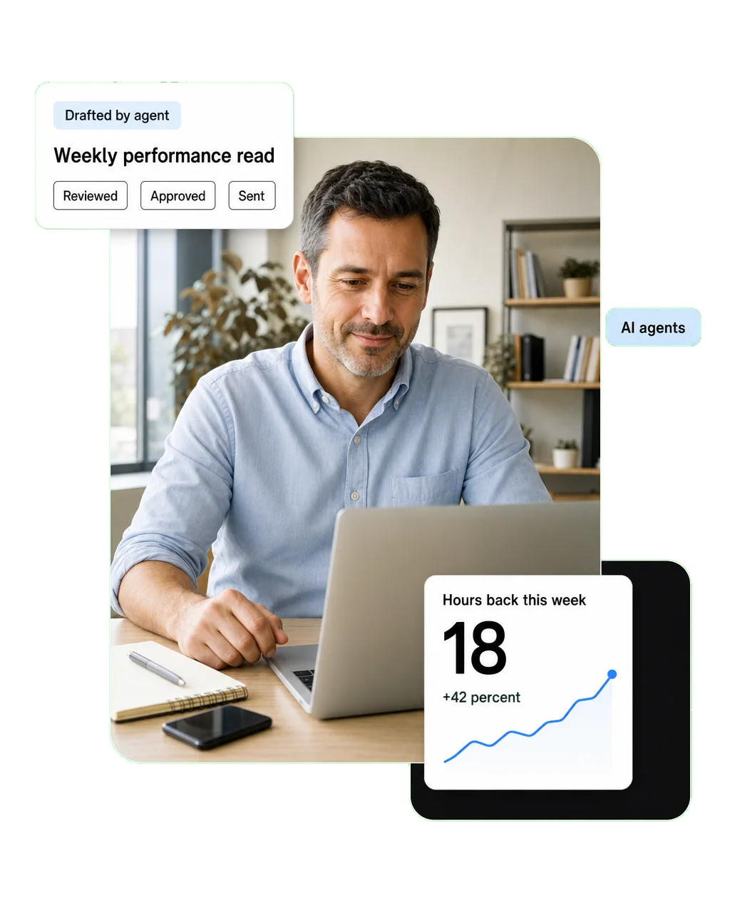 An agent's output being reviewed by a person before it moves downstream
